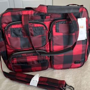 NEW Lug Puddle Jumper Duffel in buffalo check red NWT